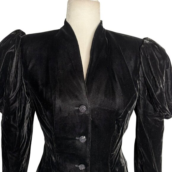 Vintage Scott McClintock Velvet Puff Sleeve Jacket Small Button Up Goth Formal - Picture 2 of 7